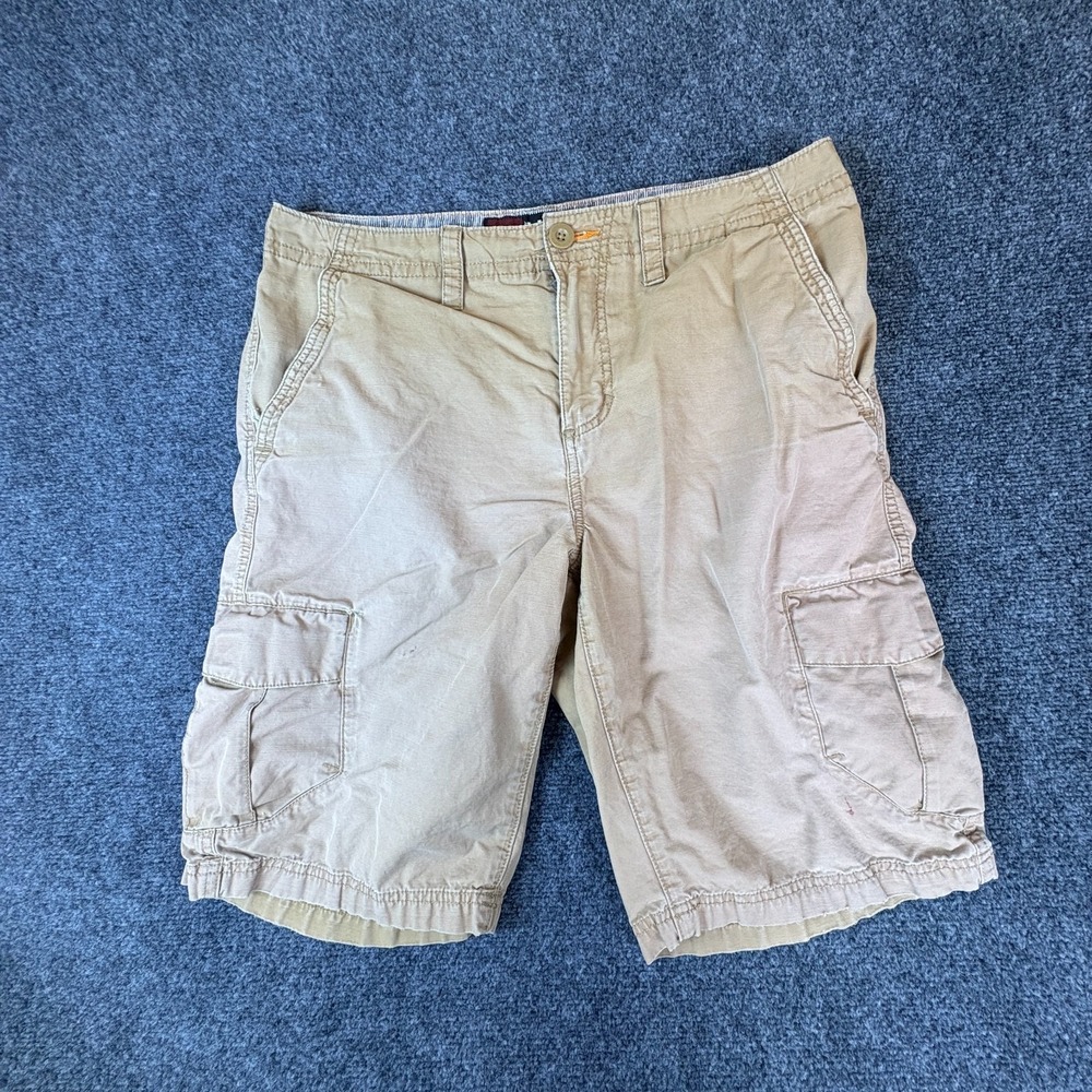 Tony Hawk Cargo Shorts Mens 24x12 Tan Cotton Utility Pockets Outdoor Hiking